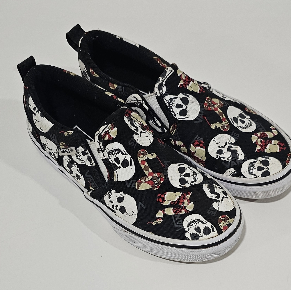 Vans Kids Black Skull Print Sneakers